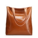 Dámska kabelka shopper cez rameno Vysoká obdĺžniková taška s lesklým povrchom Dve dlhé ucha Jednoduchý elegantný štýl 32 x 36 x 6 cm 2