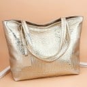 Dámská kabelka shopper přes rameno Lesklá umělá kůže s krokodýlím vzorem 31 x 31 x 10 cm Dlouhá ucha Prostorná taška do města 3