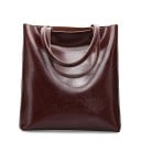 Dámská kabelka shopper přes rameno Vysoká obdélníková taška s lesklým povrchem Dvě dlouhá ucha Jednoduchý elegantní styl 32 x 36 x 6 cm 5