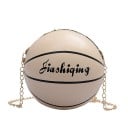 Dámska kabelka v tvare basketbalovej lopty 16 x 16 cm Kulatá taška cez rameno Reťazový popruh zlatej farby Malá kabelka na drobnosti 1