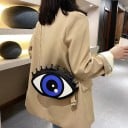 Dámska kabelka v tvare oka Crossbody cez rameno Zlatý reťazec Modrá duhovka a čierne riasy Originálny módny doplnok 26 x 18 x 7 cm 4