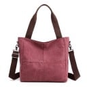 Dámská kabelka z plátna a polyesteru 30 x 29 x 13 cm Taška do ruky se dvěma hnědými uchy Nastavitelný popruh přes rameno s karabinami 5