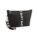 Dámská kosmetická taška na zip Pruh s nápisem LOVE Poutko na zápěstí s karabinou Nylon a polyester Pouzdro do kabelky 13 x 22,5 cm 1