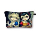 Dámská kosmetická taška s ilustrací pohádkové dívky s velkýma očima Zip s poutkem Polyester 13 x 21,5 cm Na líčidla štětce a drobnosti 9