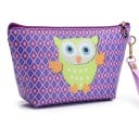 Dámská kosmetická taška s motivem sovičky Pouzdro na zip s poutkem na zápěstí Polyester a bavlna 21,5 x 12,5 x 7 cm Do kabelky 6