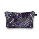 Dámská kosmetická taška s potiskem mašlí hvězd a srdíček Polyesterová taštička na zip s poutkem 13 x 21,5 cm Pouzdro na líčidla a štětce 9