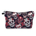 Dámská kosmetická taška s potiskem zdobených lebek Polyesterová taštička na zip s poutkem Černý vnitřek 13,5 x 22 cm Na líčidla do kabelky 2