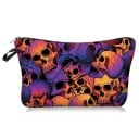 Dámská kosmetická taška s potiskem zdobených lebek Polyesterová taštička na zip s poutkem Černý vnitřek 13,5 x 22 cm Na líčidla do kabelky 4