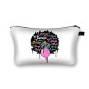 Dámská kosmetická taška s potiskem ženské siluety s afro účesem Plochá taštička na zip na líčidla a drobnosti z polyesteru 21,5 x 13 cm 8