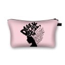 Dámská kosmetická taška s potiskem ženské siluety s afro účesem Plochá taštička na zip na líčidla a drobnosti z polyesteru 21,5 x 13 cm 1