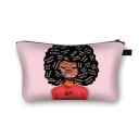 Dámská kosmetická taška s potiskem ženské siluety s afro účesem Plochá taštička na zip na líčidla a drobnosti z polyesteru 21,5 x 13 cm 13