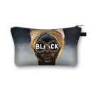 Dámská kosmetická taška s potiskem ženské siluety s afro účesem Plochá taštička na zip na líčidla a drobnosti z polyesteru 21,5 x 13 cm 15