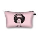 Dámská kosmetická taška s potiskem ženské siluety s afro účesem Plochá taštička na zip na líčidla a drobnosti z polyesteru 21,5 x 13 cm 25