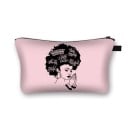 Dámská kosmetická taška s potiskem ženské siluety s afro účesem Plochá taštička na zip na líčidla a drobnosti z polyesteru 21,5 x 13 cm 26