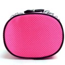 Dámská kosmetická taška s rukojetí a puntíky Oválný tvar Ozdobný volán a mašle Zip se dvěma jezdci Polyester 20 x 15 x 13 cm 5