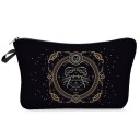 Dámská kosmetická taška se znamením zvěrokruhu Černá se zlatavým ornamentálním potiskem Na zip s poutkem Polyester 13,5 x 22 cm 6