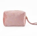 Dámská kosmetická taška ze sametu s poutkem na zápěstí Kompaktní taštička na zip pro líčidla a drobnosti do kabelky 17 x 8,5 x 10,5 cm 2
