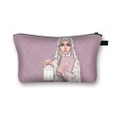 Damska kosmetyczka z nadrukiem kobiety w hidżabie Poliesterowe etui na makijaż i drobiazgi z zamkiem i uchwytem Wymiary 13 x 21,5 cm 1