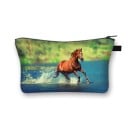 Damska kosmetyczka z nadrukiem koni Etui na zamek z uchwytem Poliester 13 x 21,5 cm Na kosmetyki, pędzle i drobiazgi do torebki 25