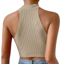 Damska kOszulka Beżowy Crop top Uniwersalny rozmiar Szerokie ramiączka wokół szyi Dekolt w O Golf Poliester spandex 6