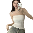 Damska kOszulka Crop Top Uniwersalny Rozmiar Jednokolorowy Cienkie Ramiączka Okrągły Dekolt Materiał Poliester Spandex 4