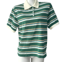 Damska koszulka polo w paski z kołnierzykiem Elegancka bawełniana koszulka polo z zapięciem na szyi Luźna koszulka w stylu retro 5