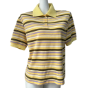 Damska koszulka polo w paski z kołnierzykiem Elegancka bawełniana koszulka polo z zapięciem na szyi Luźna koszulka w stylu retro 6
