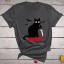 Damska koszulka z nadrukiem czarnego kota 7