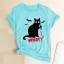 Damska koszulka z nadrukiem czarnego kota 8