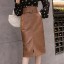 Dámska kožená sukňa s rázporkom A1013 6