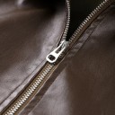 Dámská koženková bunda s páskem na zip s límcem dlouhým rukávem volného oversize střihu na podzim do města i na běžné nošení 11