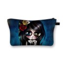 Dámska kozmetická taška s ilustráciou rozprávkovej dievčiny s veľkými očami Zips s poutkom Polyester 13 x 21,5 cm Na líčidlá štetce a drobnosti 8