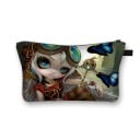 Dámska kozmetická taška s ilustráciou rozprávkovej dievčiny s veľkými očami Zips s poutkom Polyester 13 x 21,5 cm Na líčidlá štetce a drobnosti 11