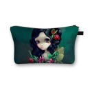 Dámska kozmetická taška s ilustráciou rozprávkovej dievčiny s veľkými očami Zips s poutkom Polyester 13 x 21,5 cm Na líčidlá štetce a drobnosti 12