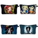 Dámska kozmetická taška s ilustráciou rozprávkovej dievčiny s veľkými očami Zips s poutkom Polyester 13 x 21,5 cm Na líčidlá štetce a drobnosti 15