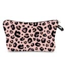 Dámska kozmetická taška s leopardím vzorom Ružová polyesterová taštička na zips s pútkom Čierny vnútro 13,5 x 22 cm Na líčidlá do kabelky 1