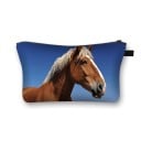 Dámska kozmetická taška s potlačou koní Puzdro na zips s pútkom Polyester 13 x 21,5 cm Na líčidlá štetce a drobnosti do kabelky 3