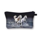 Dámska kozmetická taška s potlačou koní Puzdro na zips s pútkom Polyester 13 x 21,5 cm Na líčidlá štetce a drobnosti do kabelky 10