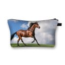 Dámska kozmetická taška s potlačou koní Puzdro na zips s pútkom Polyester 13 x 21,5 cm Na líčidlá štetce a drobnosti do kabelky 11