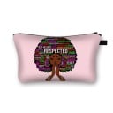 Dámska kozmetická taška s potlačou ženskej siluety s afro účesom Plochá taštička na zips na líčidlá a drobnosti z polyesteru 21,5 x 13 cm 10