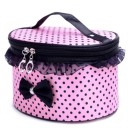 Dámska kozmetická taška s rúčkou a bodkami Oválny tvar Ozdobný volán a mašľa Zips so dvoma jazdcami Polyester 20 x 15 x 13 cm 4