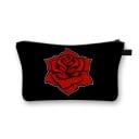 Dámska kozmetická taška s výrazným potlačom ruží Zapínanie na zips s poutkom Čierny vnútro Polyester 13 x 21,5 cm Na líčidlá a štetce 11