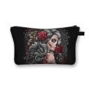 Dámska kozmetická taška s výrazným potlačom ruží Zapínanie na zips s poutkom Čierny vnútro Polyester 13 x 21,5 cm Na líčidlá a štetce 18