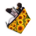 Dámska kozmetická taška so slnečnicami Farebný potlač Zapínanie na zips s poutkom Polyester 13 x 21,5 cm Na kozmetiku a drobnosti 23