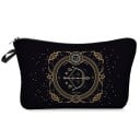 Dámska kozmetická taška so znamením zverokruhu Čierna so zlatavým ornamentálnym potlačou Na zips s pútkom Polyester 13,5 x 22 cm 11