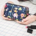 Dámska kozmetická taštička so tromi priehradkami na zips Pestrý potlač na tmavom pozadí Poutko na zápästí Nylon a polyester 18 x 12 x 6 cm 3