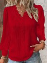 Dámska krajková blúzka s výstrihom do V Elegantná blúzka s dlhým rukávom Ležérny štýl do práce aj na večer Priedušný vzdušný materiál 3