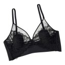 Dámská krajková bralette podprsenka bez kostic s výstřihem do V a průsvitnou síťovinou se širokým spodním pásem a tenkými ramínky 1