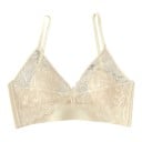 Dámska krajková bralette podprsenka bez kostic s výstrihom do V a priesvitnou sieťovinou so širokým spodným pásom a tenkými 10