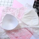 Dámská krajková bralette podprsenka s vyjímatelnými vycpávkami Zapínání na háčky Široký krajkový lem Polyester a spandex Univerzální velikost 4